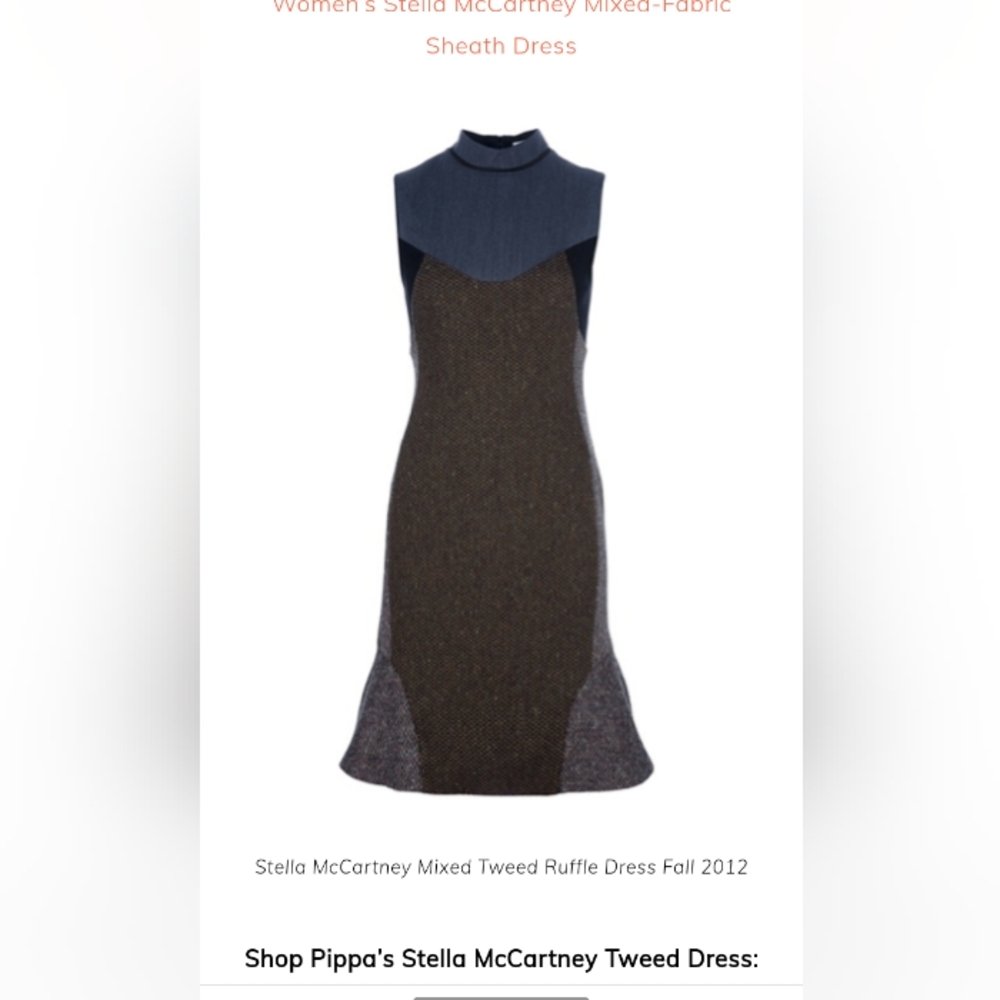 Stella McCartney Mixed Media Tweed Sheath Dress Size 40 Italian Pippa Middleton.